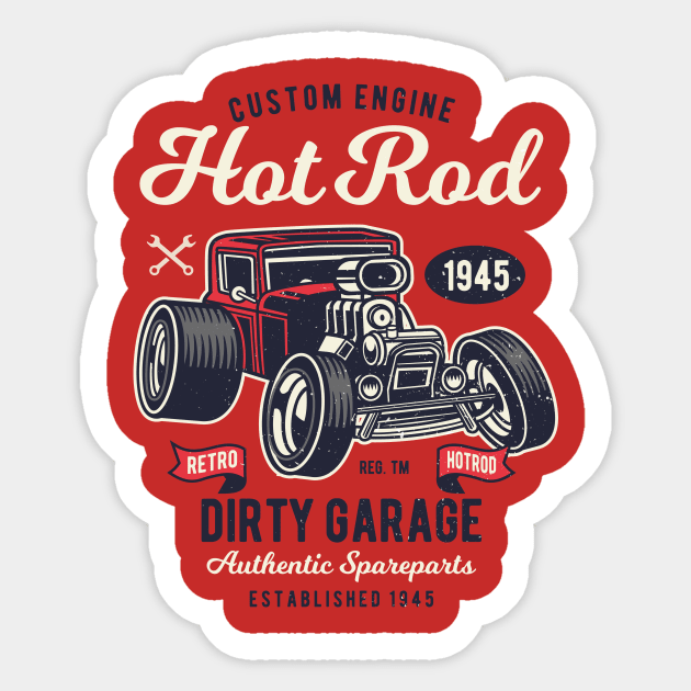 Cool Retro Hot Rod Sticker by LineXpressions